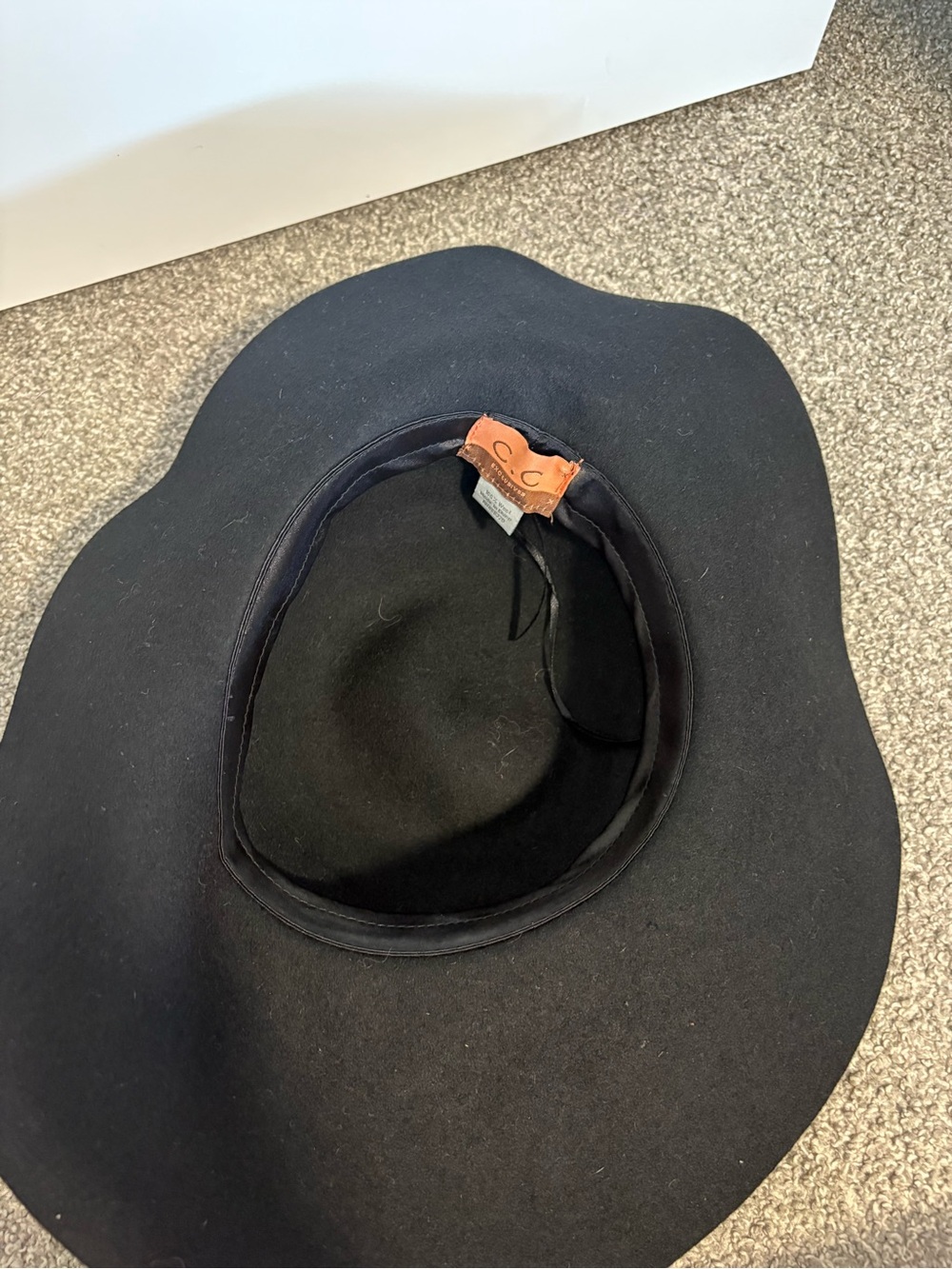 C.C Wide Brim Wool Black Floppy Hat - Picture 7 of 9